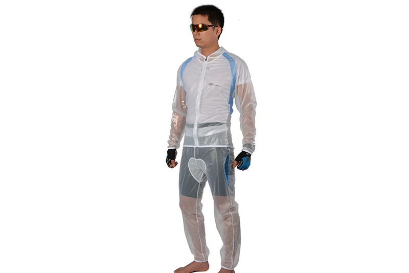 white set ROCKBROS Cycling Windcoat Mountain Bicycle Bike Riding Raincoat Pants Breathable Compressed Windshield Waterproof Wind Coat Suit - Цвет: white set