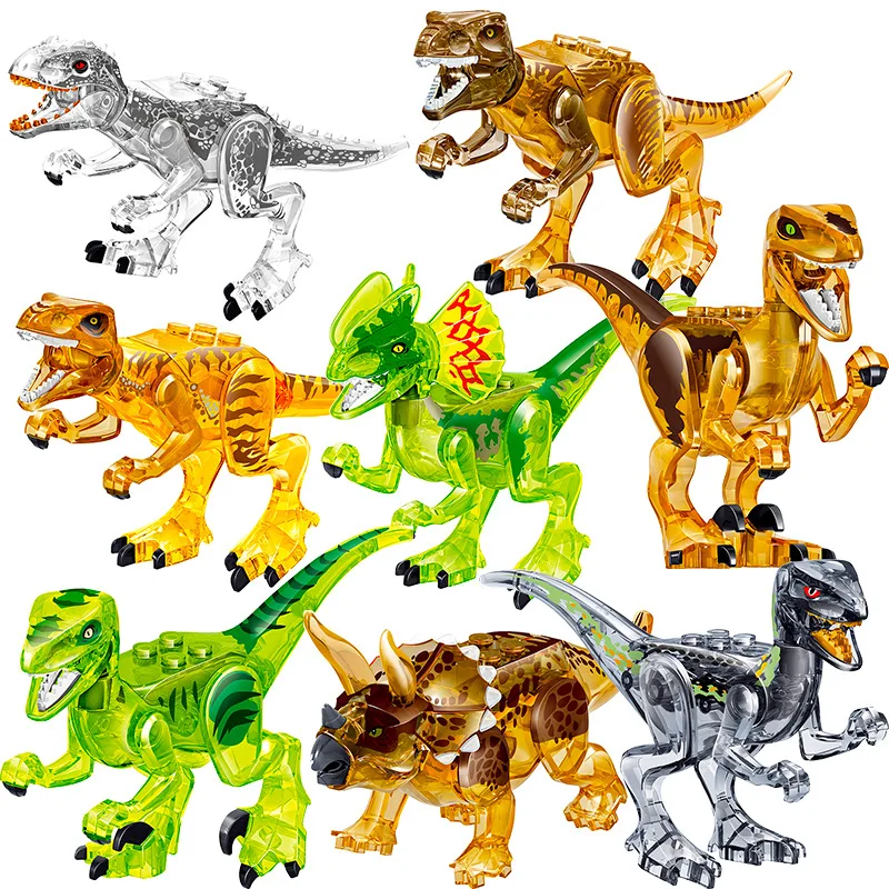 

8PCS Assemble Building Blocks Crystal Dinosaur World Pterosaurs Triceratops Model Bricks figures Toys for Children Birthday Gift