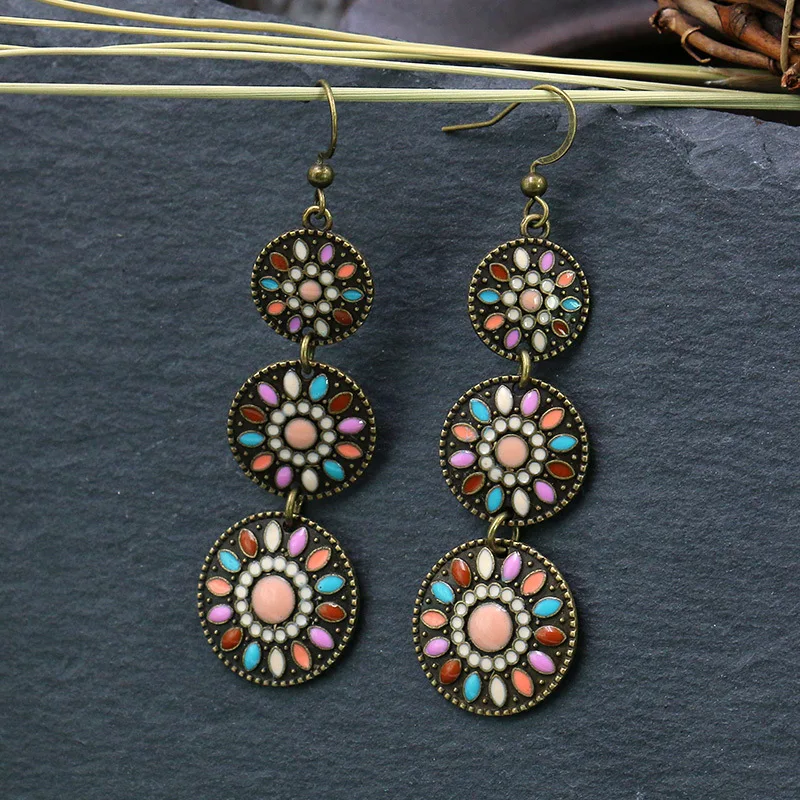 Винтажные висячие серьги для женщин 2019 геометрические цветы серьги-капли