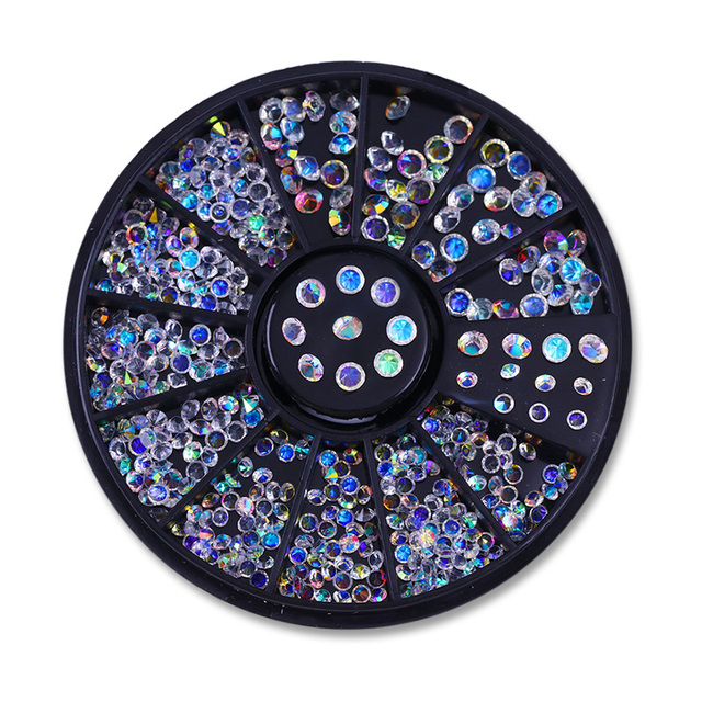 Gold Geometry Rivet Alloy Nail Studs Chameleon Stone Nail Rhinestone Small Irregular Beads 3D Nail Art Decoration In Wheel