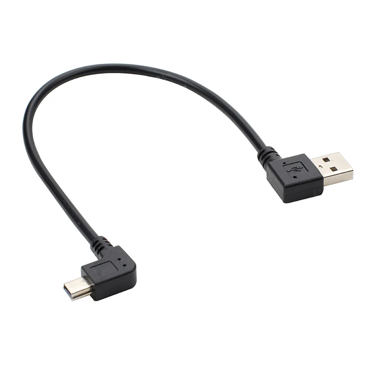 Двойной локоть мини USB мужчина к USB Мужской адаптер кабель T Порт двойной левый изгиб мини штекер к USB-A Мужской кабель для передачи данных