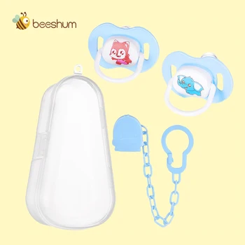 

Beeshum Baby Nipple sets Food Grade Silicone Pacifiers Cartoon Pacifier Soothing Infants Bite Chew Supplies Leashes & Cases