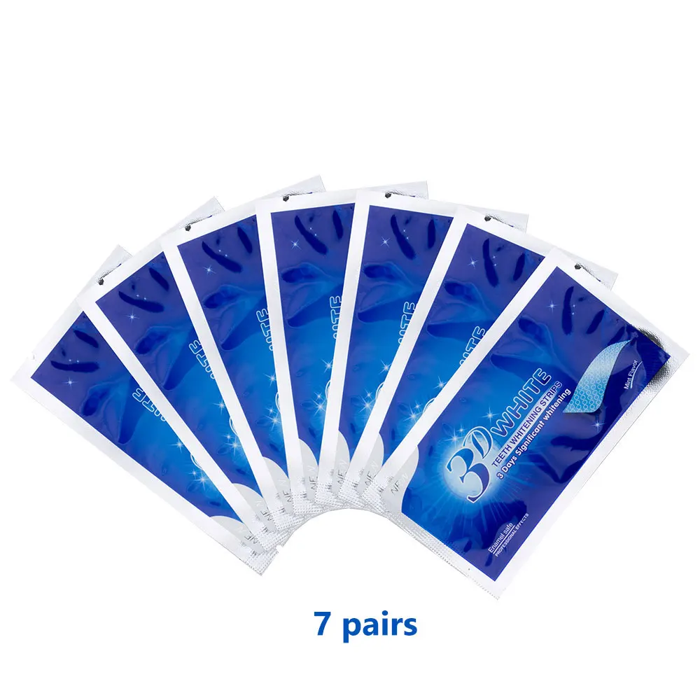7 pairs 28/14 шт. 3D белый гель для отбеливания зубов полоски зубные полоски для удаления пятен гигиены ротовой полости полосы для отбеливания зубов инструмент для отбеливания зубов - Цвет: 7 pairs
