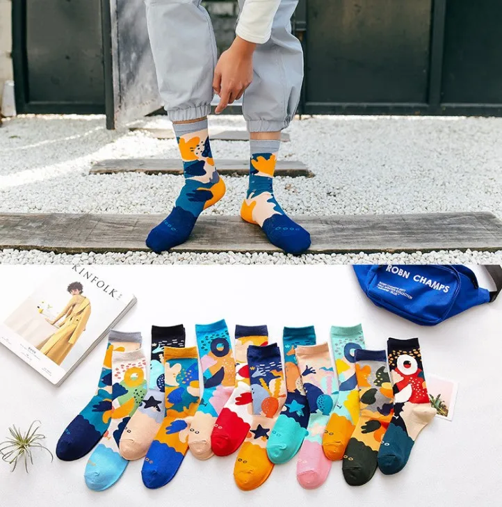 1 пара осень-зима ретро мир морского дна серии тренд женские хлопковые носки