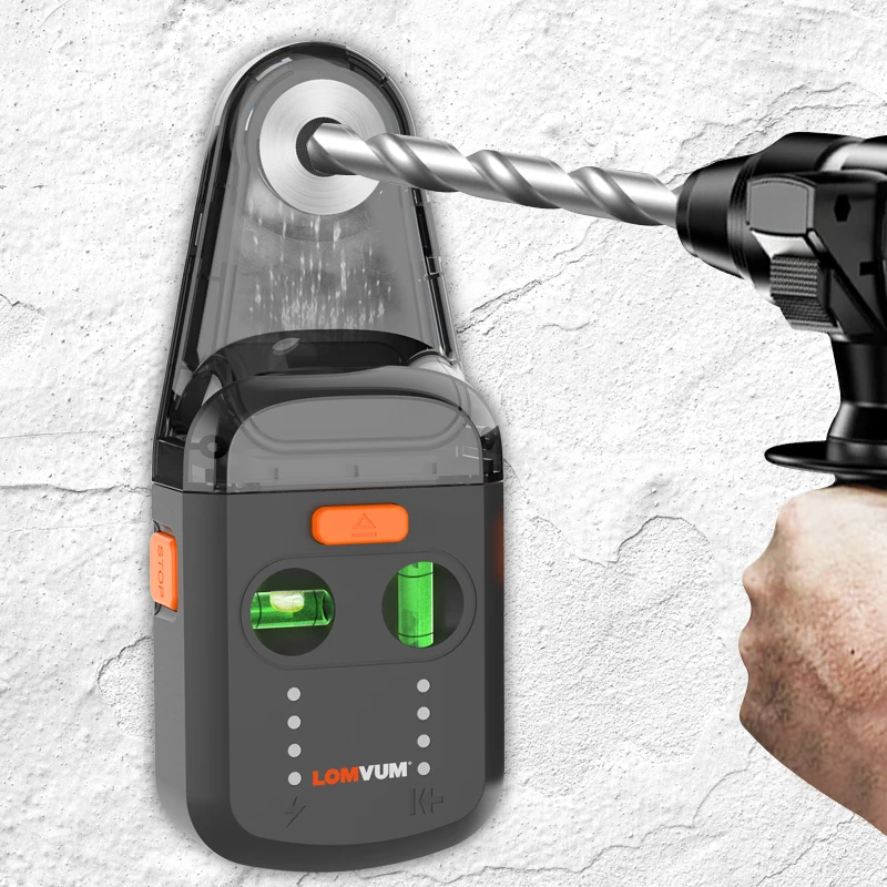 Laser Level Support Drill Dust Collector Electric Vacuum Suction Tool Two Bubbles L-Shape Bracket, Drilling BOX Support LOMVUM