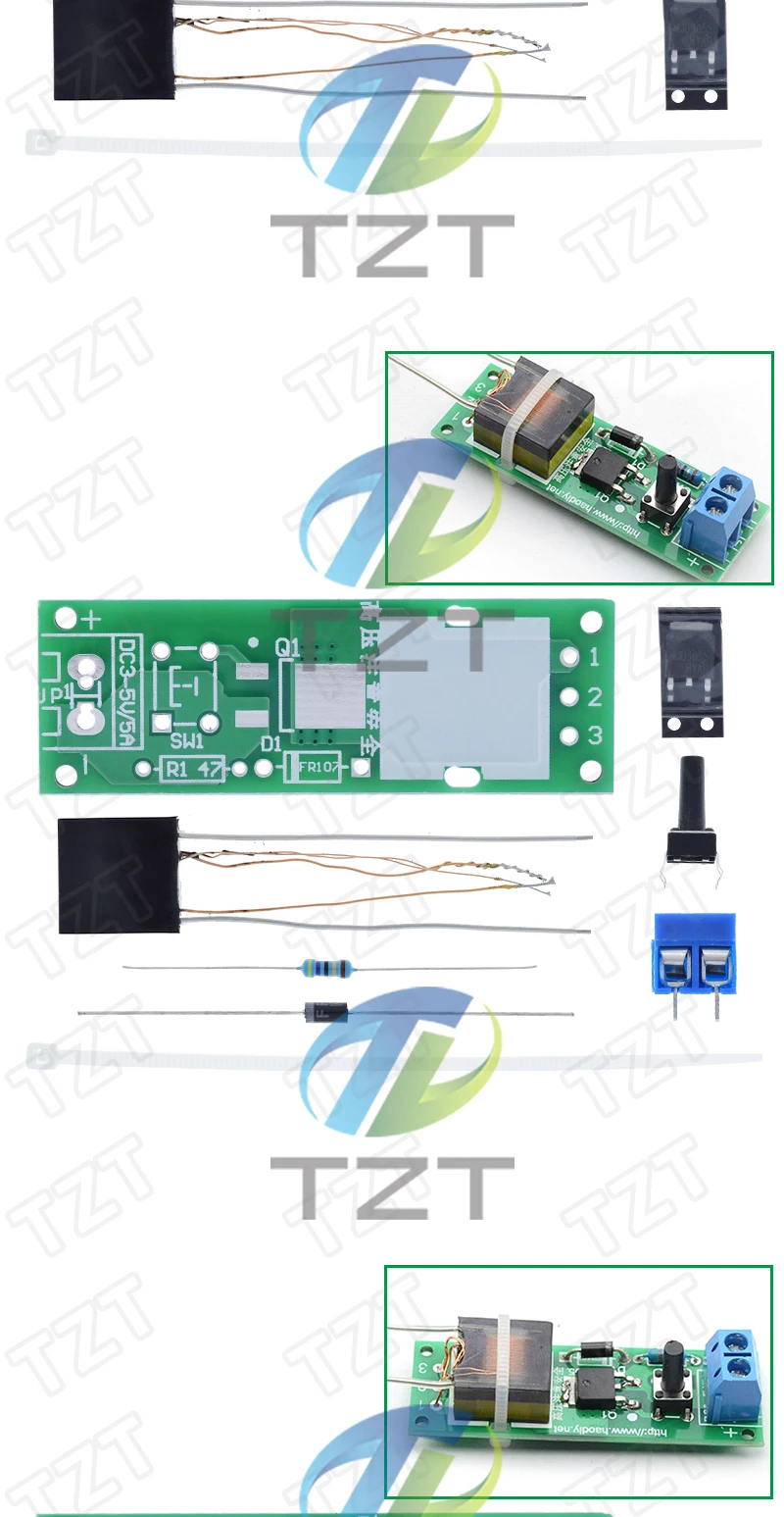 TZT HV-1 Hochspannungsgenerator, Lichtbogenzündung, DIY-Kit, Lichtbogengenerator, Lichtbogen-Zigarettenzünder-Kit, Hochspannungsmodul, DC 3–5 V, Feuerzeug – Detail 5