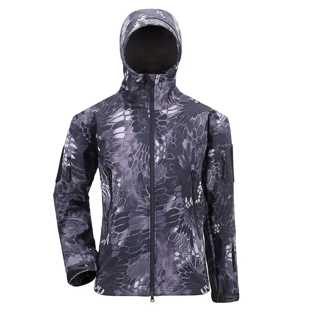 Black Python Военная Тактическая мужская куртка из кожи акулы, мягкая оболочка, водонепроницаемая ветрозащитная ветровка, износостойкая теплая куртка - Цвет: Black Python