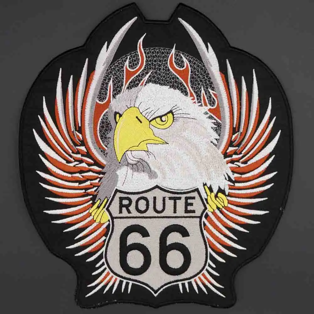 Route 66 Орел поддержки вышивка патч для одежды шляпа сумки гладить на подложке - Цвет: large 30 A1