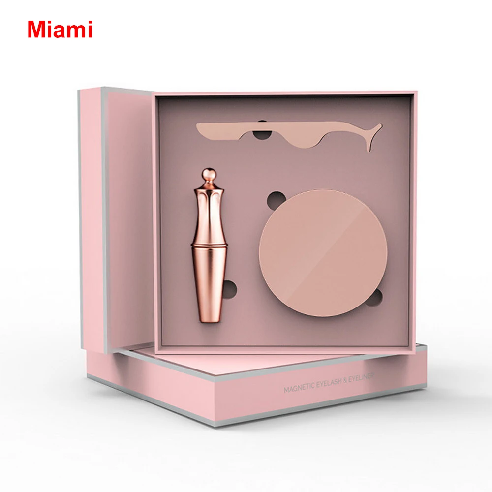 Miami 1pair pink Магнитные накладные ресницы, 5 магнитов, накладные Пинцет для ресниц, набор, жидкая подводка для глаз, водостойкие, стойкие ресницы для естественного вида - Цвет: Miami 1pair pink