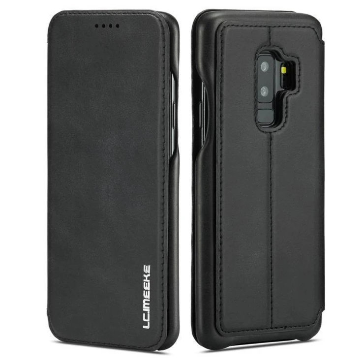 Кожаный чехол-книжка с бумажником для samsung Galaxy A20E A20 A30 A40 A50 A70 S7 край S8 S9 S10 5G S10E Plus Note 8 Note 9 Примечание 10 Pro - Цвет: Black