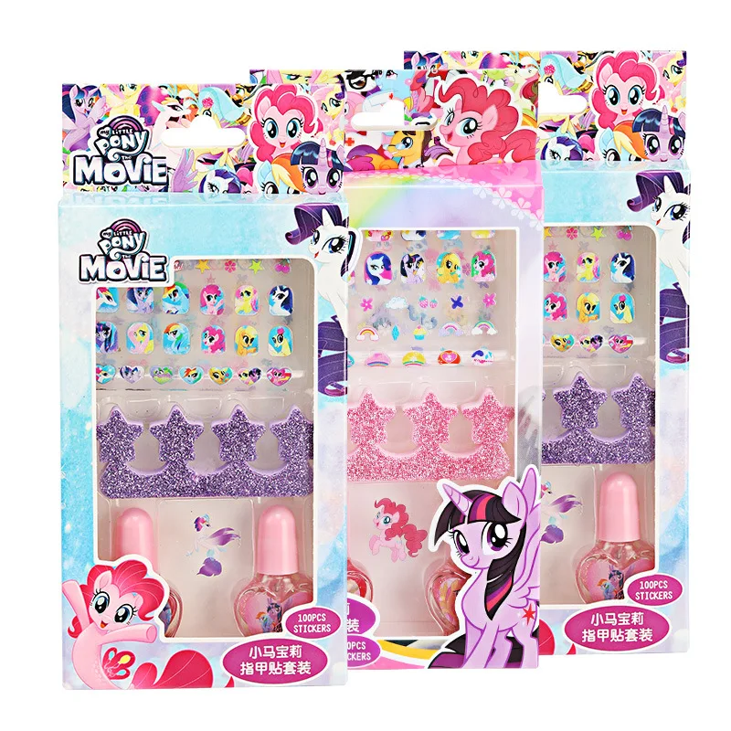 Hasbro пони Замороженные мультфильм DIY Детская Наклейка для ногтей с персонажем мультфильма лак для ногтей пилочка для ногтей Подарочная коробка набор девочка игрушка