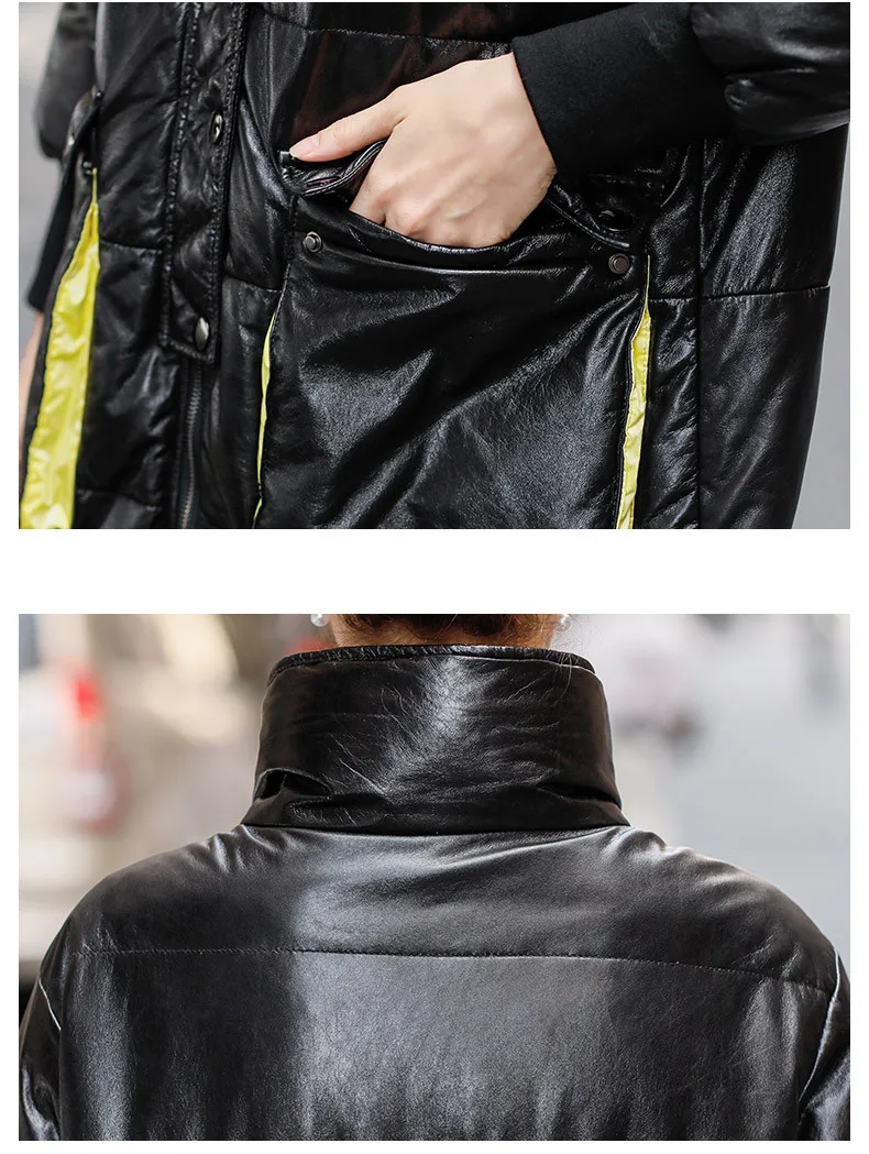 AYUNSUE Leather Jacket Winter Coat Women Long Down Jacket Women Clothes Luxury Genuine Sheepskin Coat Chaqueta Mujer MY4564