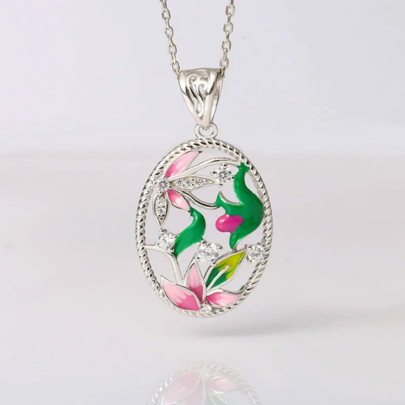 Ожерелье женское эмалированное в богемном стиле элегантная Серебряная цепочка