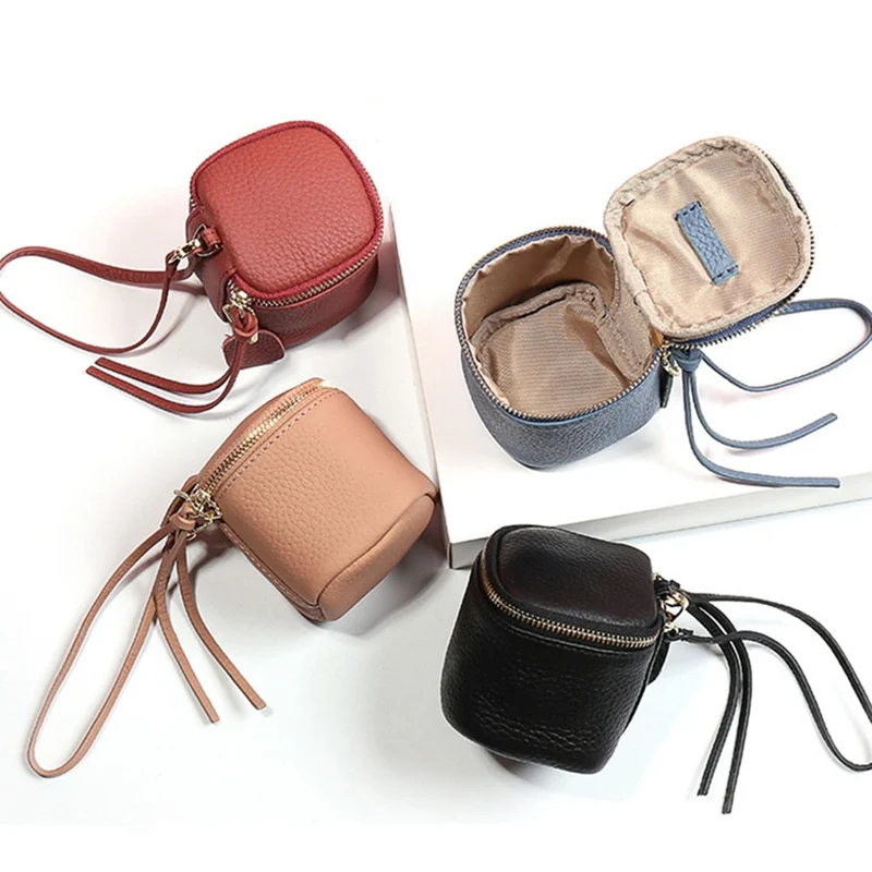 1 PC Mini Genuine Leather Coin Purse Women Girls Fashion Small Lipstick Handbag Purse Zipper Coin Pocket Wallet Hand Bag New
