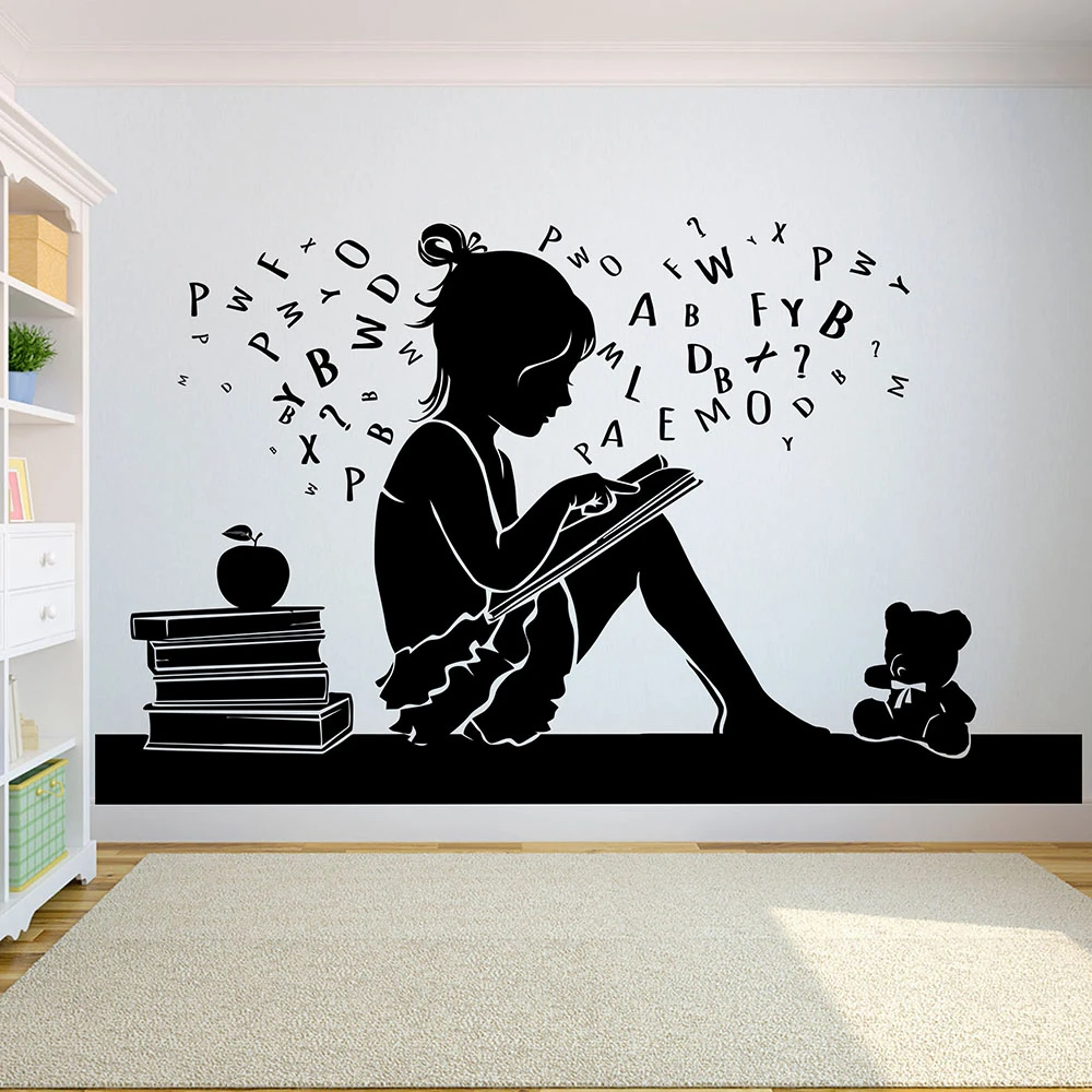 Lezen Kids Muurtattoo School Onderwijs Leeszaal Bibliotheek Boekhandel Interieur Decor Motivational Vinyl Raamstickers Art - AliExpress