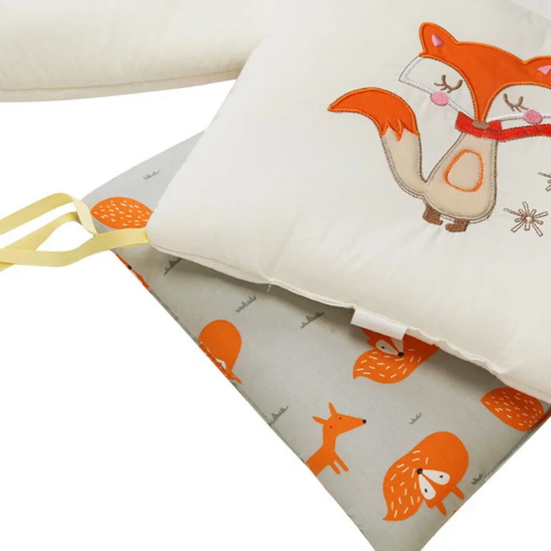 Hot-6Pcs Crib Bumper Breastfeeding Pillow Fox Baby Bedding Cushion Crib Bumper Protector Newborn Baby Room Decoration