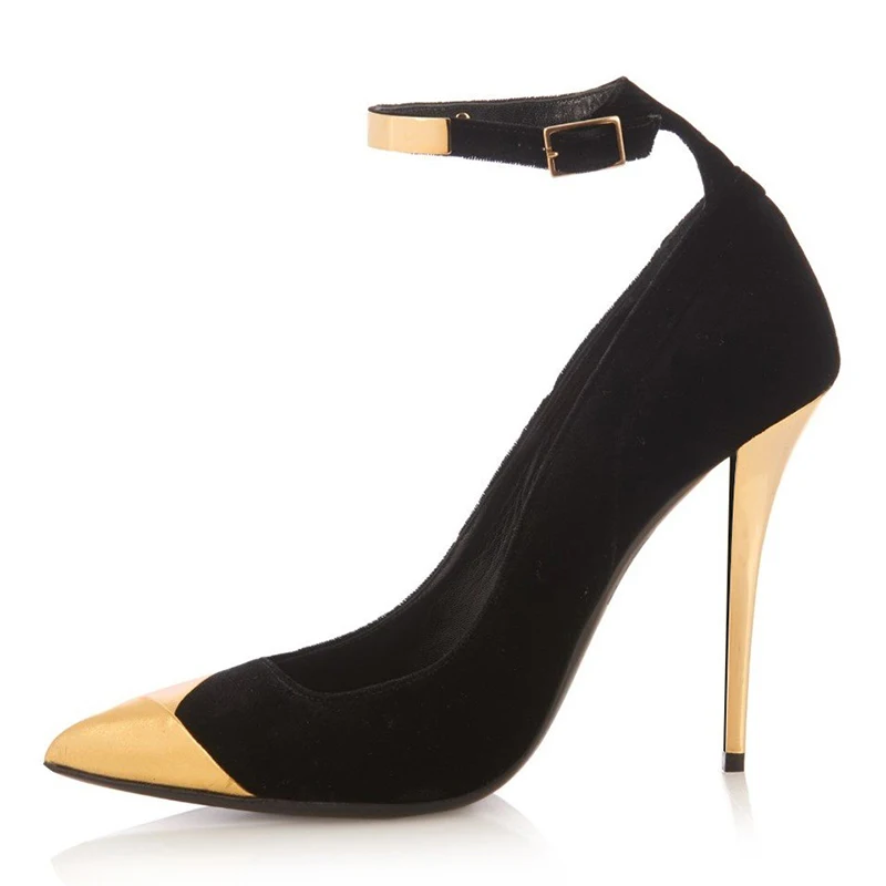 black_and_gold_metallic_heels_ankle_strap_pumps