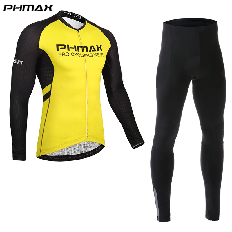 PHMAX осень дышащий MTB велосипед велосипедная одежда Италия Силиконовые захваты на шатун велосипеда форма длинный рукав Велоспорт Джерси набор - Цвет: Cycling Set 03