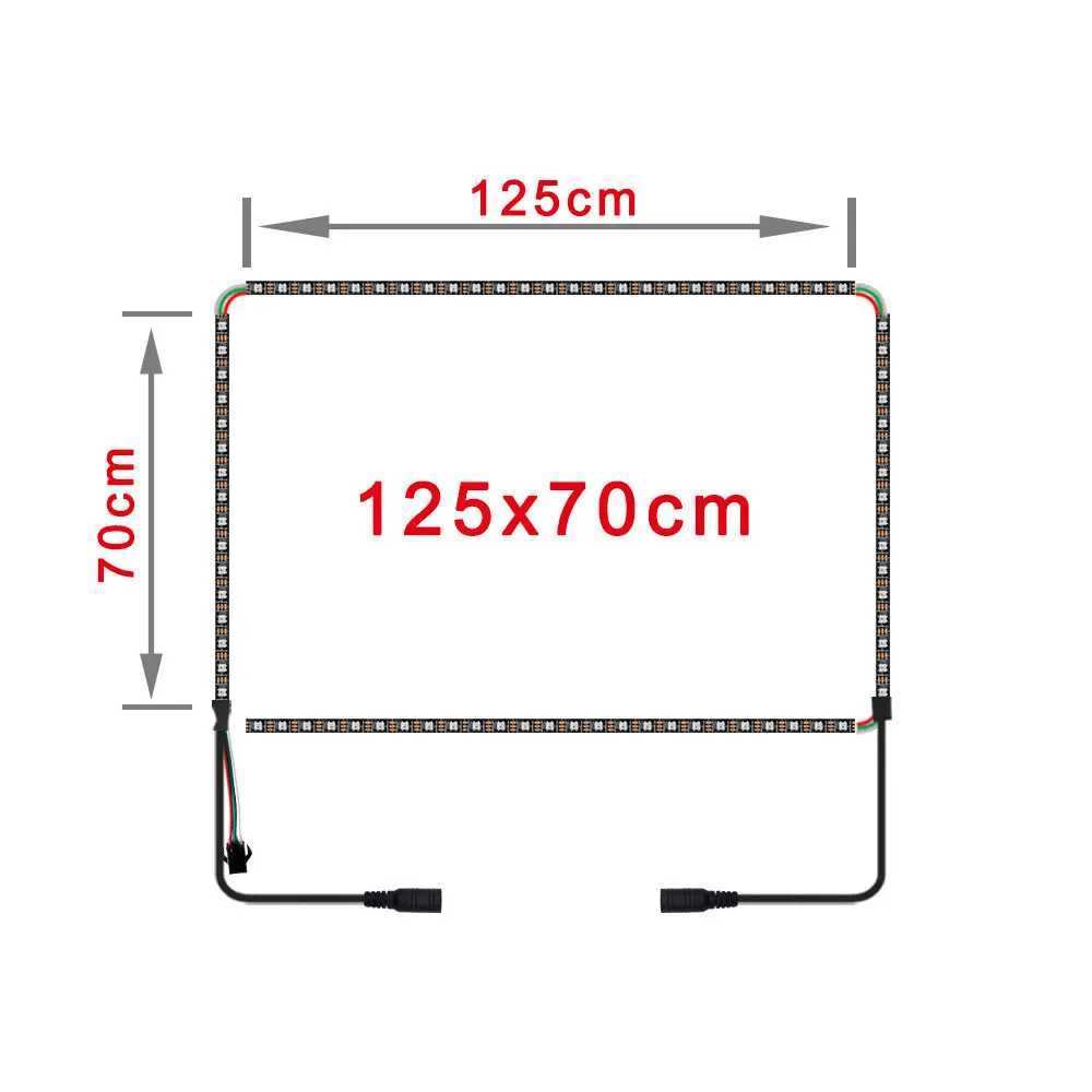 125cmx70cm Ambilight динамическая ТВ ПОДСВЕТКА ДЛЯ 4K HD tv HDMI устройство гибкие Смарт пиксели RGB Светодиодные полосы DC5V Raspberry Pi 40-80 дюймов полный комплект - Испускаемый цвет: 125cmx70cm