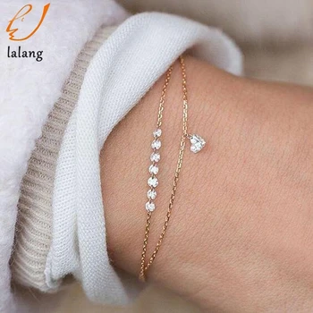 

Exquisite Fashion Double Layer Heart Crystal Bracelet For Women Engagement Wedding Bracelets Female Jewelry