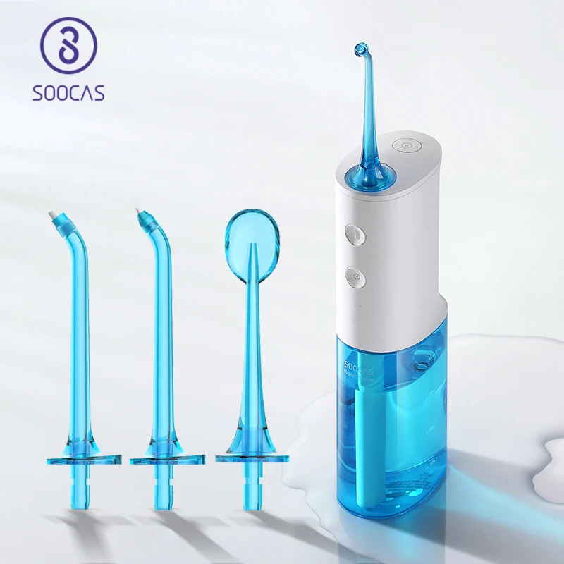 Soocas W3 Oral Irrigator Dental Portable Water Flosser Tips USB Rechargeable Water Jet Flosser IPX7 Irrigator for Cleaning Teeth