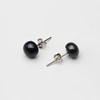 Real 925 Sterling Silver Pearl Stud Earrings For Women Black Natural Freshwater Pearl Jewelry New Fashion ► Photo 2/6