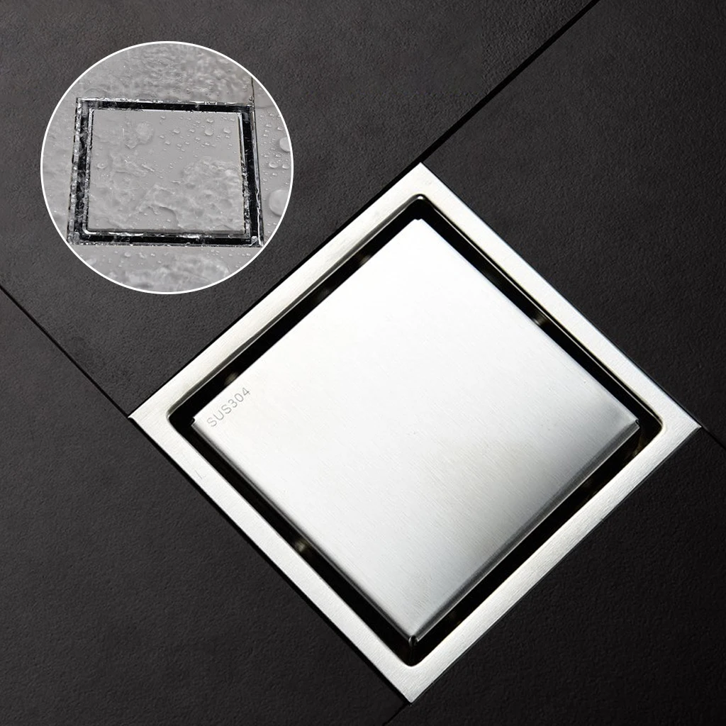 Tile Insert Square Invisible Floor Drain For Bathroom Shower Room 304 Stainless Steel Large Ground Drain Drop Shipping S06