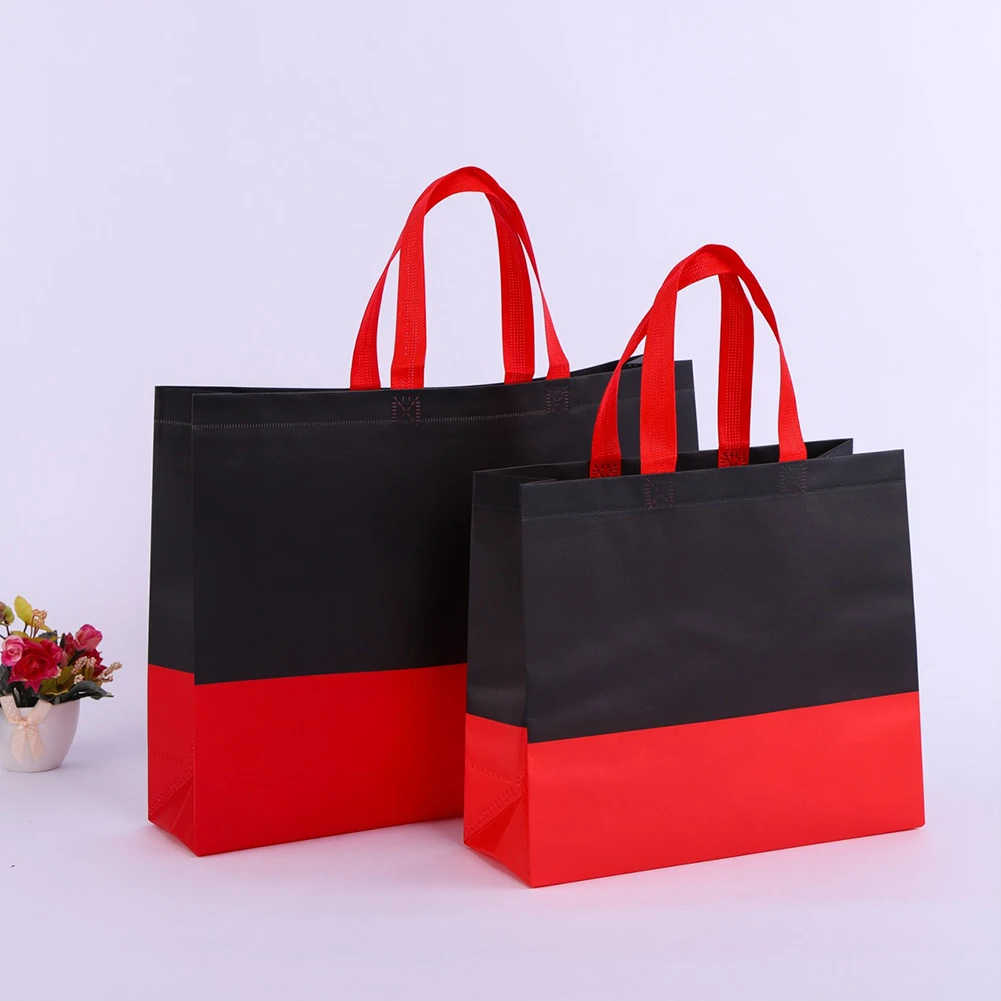Модная женская складная сумка для покупок, большая сумка-тоут унисекс, тканевая Нетканая Холщовая Сумка для покупок, многоразовые сумки для покупок - Цвет: Красный