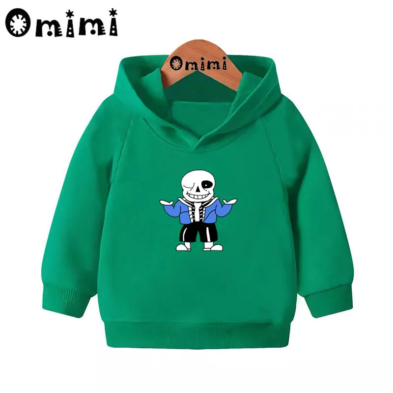 Skull Brother Undertale Sans/свитшоты; детские толстовки с капюшоном; крутой пуловер для малышей; топы для девочек и мальчиков; осенняя одежда; KMT2405 - Цвет: Green-2405A