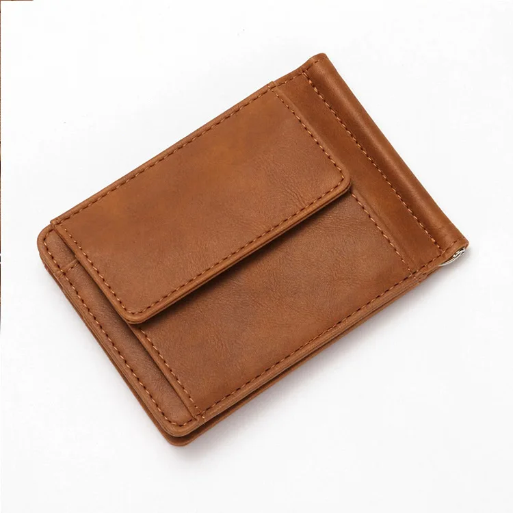 Dark Brown Маленькие тонкие мужские кошельки RFID, зажим для денег, роскошный бренд, мини кошелек для денег, мужские кошельки для карт с зажимом для денег, Carteira Masculina - Цвет: Dark Brown