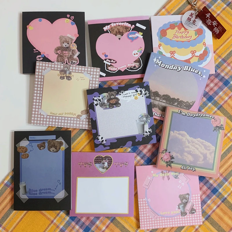 50 Sheets Ins Hot American retro style cute bear Mini Portable Notepad Diary Book Exercise Book Papelaria School Office Supply