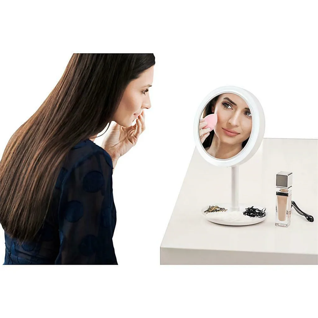 Зеркало для макияжа с вентилятором, зеркало для макияжа, три в одном, освещенное зеркало с вентилятором 5x Mag, зеркало для макияжа с Led = Aug
