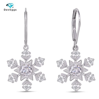 

DovEggs Sterling 925 solid Silver 0.5CTW 4MM EF Color Round Cut Moissanite Snow Earrings for Women Wedding Drop Earrings