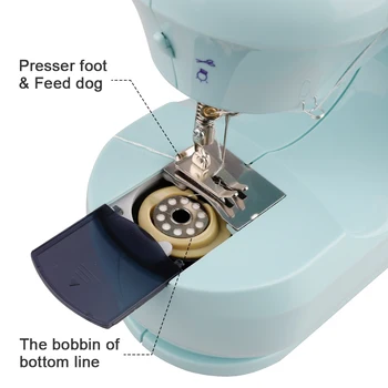 

Portable Household Mini Hand Sewing Machine Quick Stitch Sew Needlework Cordless Clothes Fabrics 2-Speed with Foot Pedal for Kid
