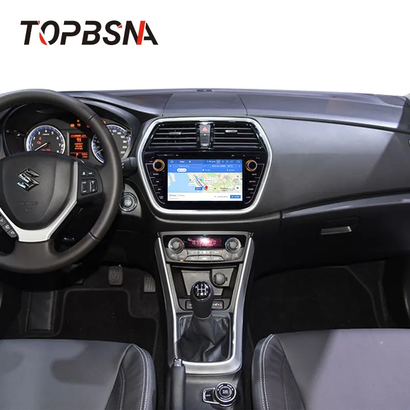 Sale TOPBSNA 8 inch Android 9.0 Car DVD Player For Suzuki SX4 S-Cross 2014 2015 2016 WIFI Multimedia GPS Stereo 2 Din Car Radio Audio 5