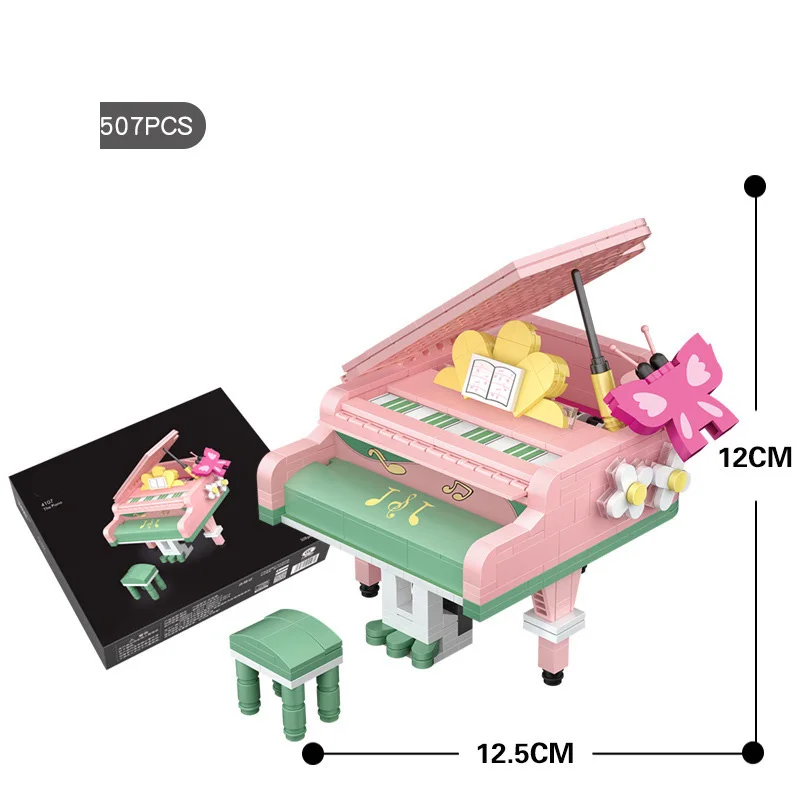 

Популярные креативные музыкальные инструменты, мини-блок, розовое пианино, модель, строительные блоки, развивающие игрушки, коллекция для детей, подарки
