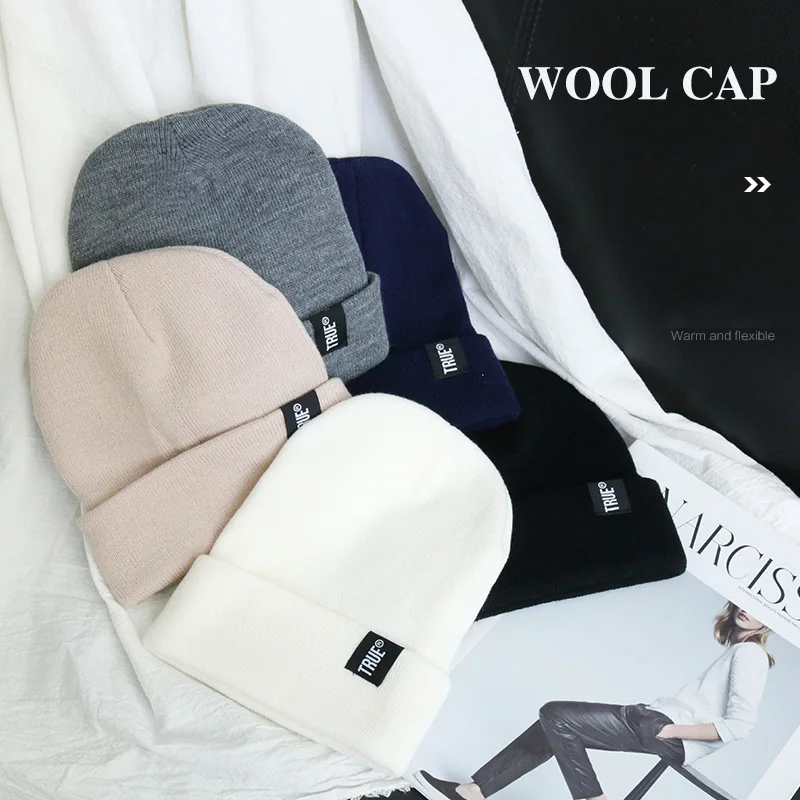 Зимняя вязаная шапка Skullies Beanies, зимняя шапка с надписью True, мягкая шапка в стиле хип-хоп для мужчин и женщин, повседневный широкий берет-Боб, унисекс, прочная чашка
