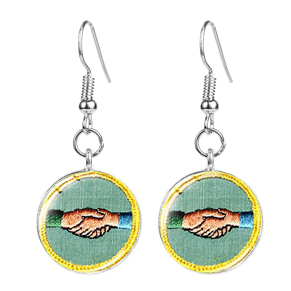 SONGDA, классические серьги для девушек, скаут, значок Cadette, знак, ручная работа, стекло, художественное изображение, висячие серьги, индивидуальные вечерние аксессуары - Окраска металла: Style 5