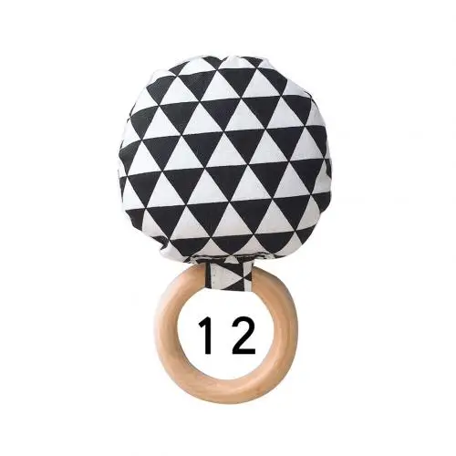 12 Striped Dot Wooden Ring Baby Round Teether Teething Toy Safe Chew Shower Gift New - Цвет: 12