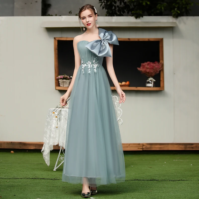 E long Forest Green Подростковое розовое платье подружки невесты с короткими рукавами, ТРАПЕЦИЕВИДНОЕ длинное платье с v-образным вырезом для свадебной вечеринки, женское платье для выпускного вечера Azul Royal vestidos mujer - Цвет: E long Forest Green
