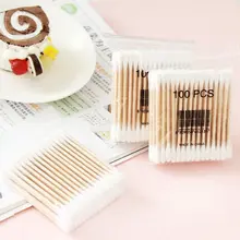 1000 шт. двойной головкой ватный тампон Для женщин Макияж хлопок бутоном наконечником для медицинских деревянные палочки для носа, чистка ушей ватные палочки для макияжа инструмент