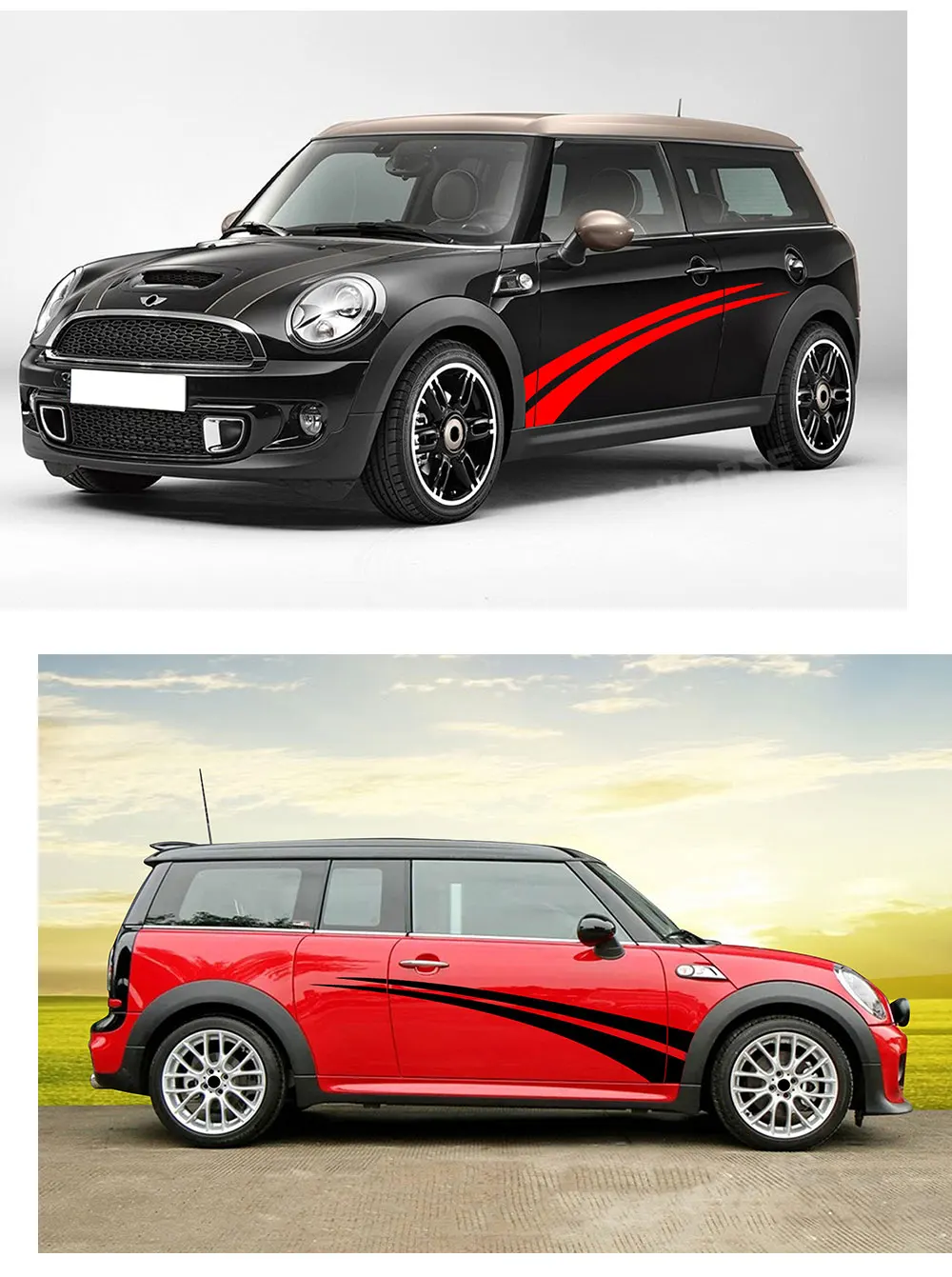 2X креативная виниловая наклейка на дверь автомобиля в полоску для MINI Cooper S Clubman R55 аксессуары