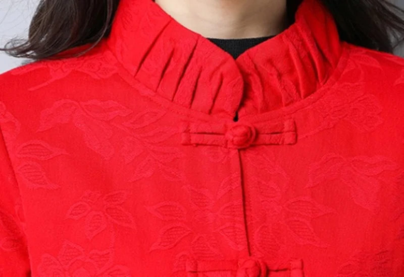 Осенняя традиционная китайская блузка Cheongsam Топ Вышивка Цветочные Женские китайские Топы мандарин куртка женская TA1829