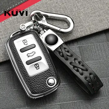 

Leather+TPU Car Key Cover Case For Volkswagen VW POLO Tiguan Passat B5 B6 B7 Golf EOS Scirocco Jetta MK6 Octavia Accessories