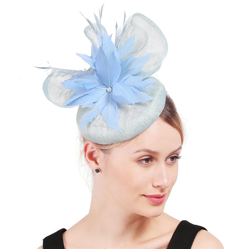 4 слоя sinamay Свадебная сетка feathersmillinery шляпа светло-голубое белье очарование Женские аксессуары элегантный головной убор высокое качество
