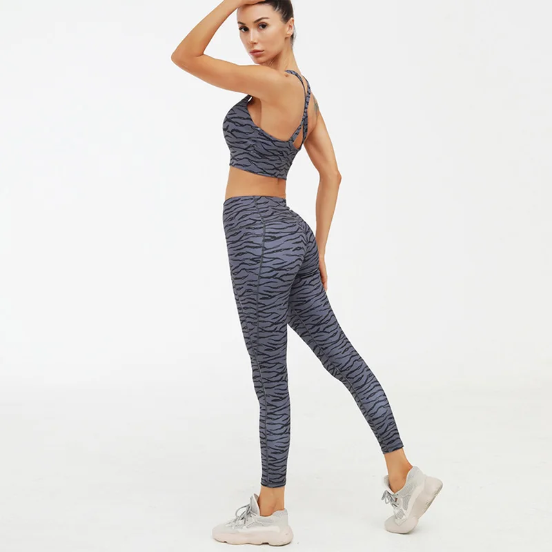 Black Yoga Set Женский комплект для йоги, бесшовная одежда для фитнеса, спортивная одежда для женщин, леггинсы для спортзала, мягкий пуш-ап спортивный бюстгальтер на бретелях, 2 шт., спортивные костюмы - Цвет: Black Yoga Set