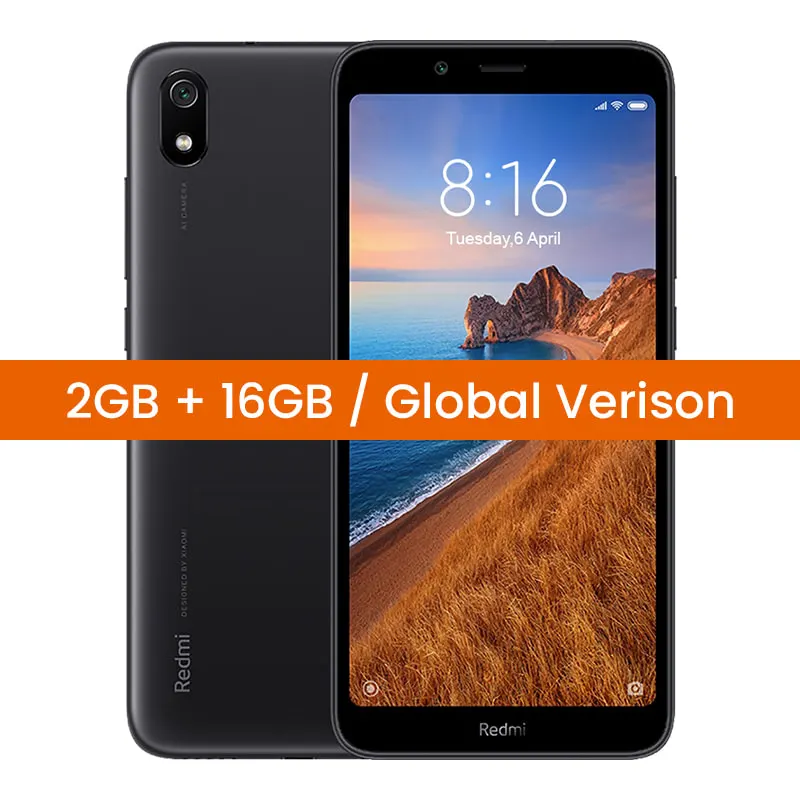 Xiaomi Redmi 7A 7 с глобальной версией, 2 ГБ, 16 ГБ/32 ГБ, смартфон 5,45 дюйма, Восьмиядерный процессор Snapdargon 439, аккумулятор 4000 мАч, камера 13 МП - Цвет: Negro 2 16 Гб