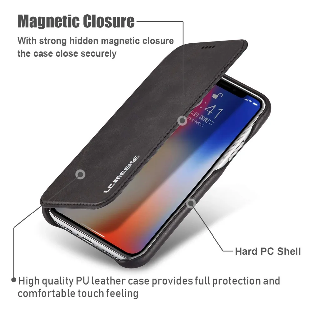 Чехол для iPhone XR, Ретро Тонкий Магнитный чехол с застежкой из искусственной кожи, слот для карт, противоударный флип-бумажник, чехол для iPhone XR XS MAX
