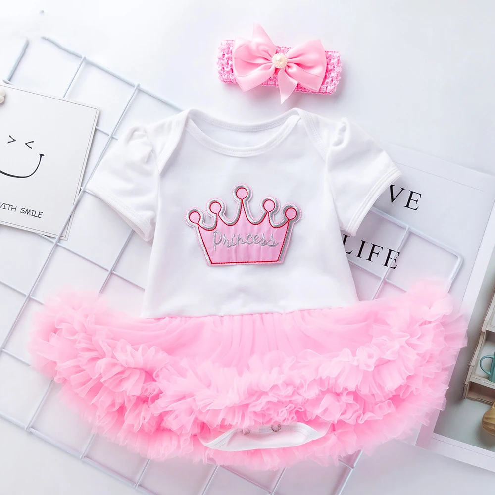 Infant Girl Rompers Dress Baby Girls Birthday Clothes Sets Outfits 2pcs Newborn Cotton Tutu Jumpsuit Party Clothes2