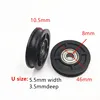 5PCS 608ZZ U Grooved plastic wheel pulley for sliding door delrin bearing roller wheel black POM 8x46x10.5mm conveyor roller ► Photo 1/4